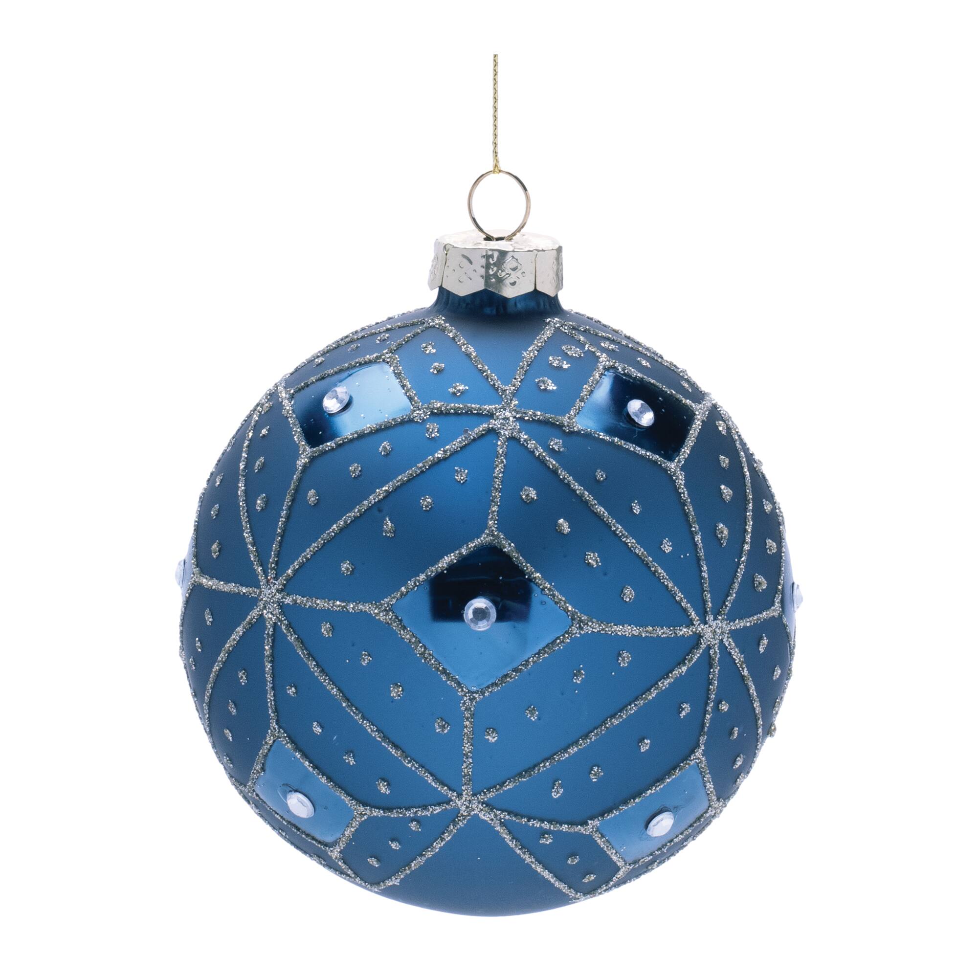 4" Geometric Glittered Glass Ball Ornaments, 6ct.